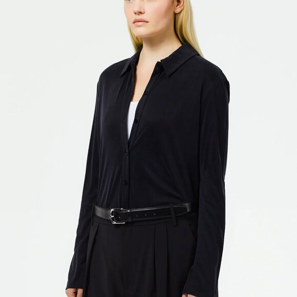 Tibi Deeba Cupro Slim Shirt, black, 00, NWT - Picture 6 of 7